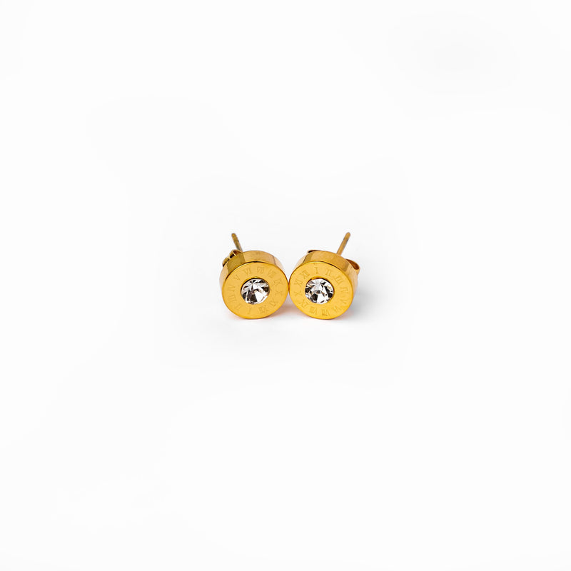 Latin Stone Stud Earrings - Gold