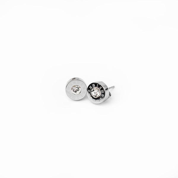 Latin Stone Stud Earrings - Silver