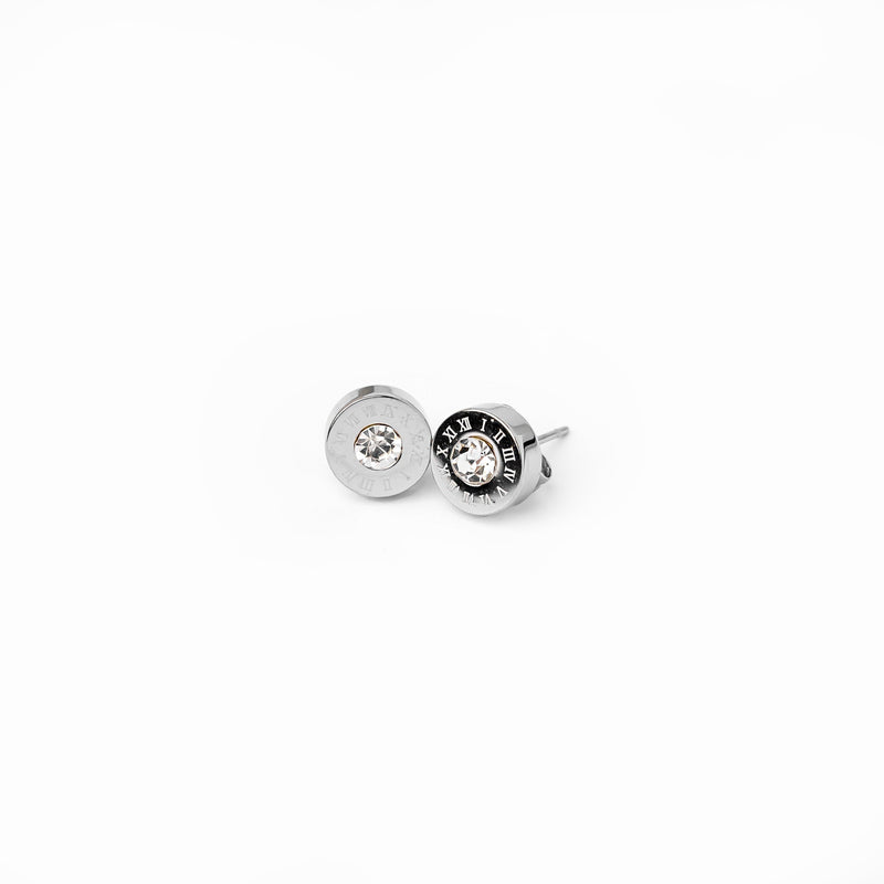 Latin Stone Stud Earrings - Silver