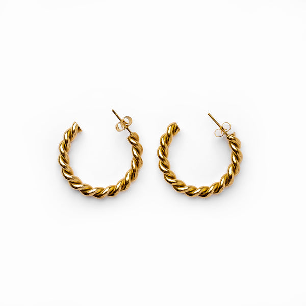 Sofia Twist Rope Hoop Earrings 18K Gold Plated - Gold