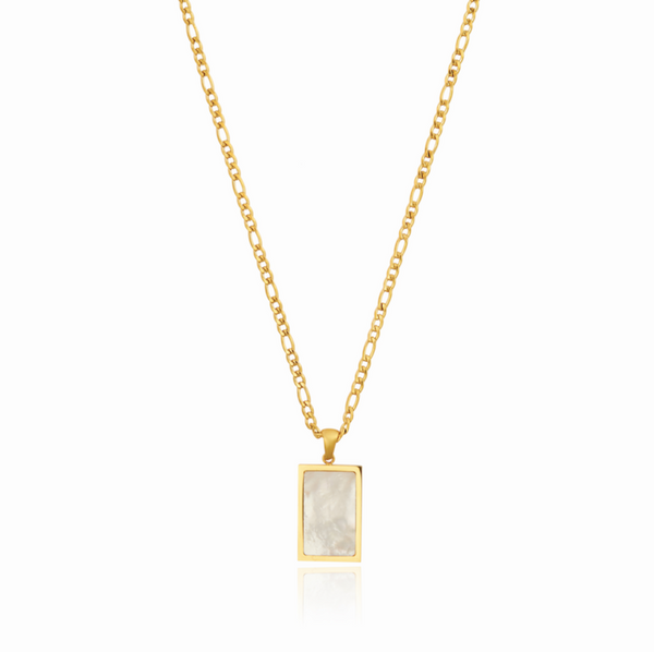 Shell Rectangle Pendant Necklace - Gold